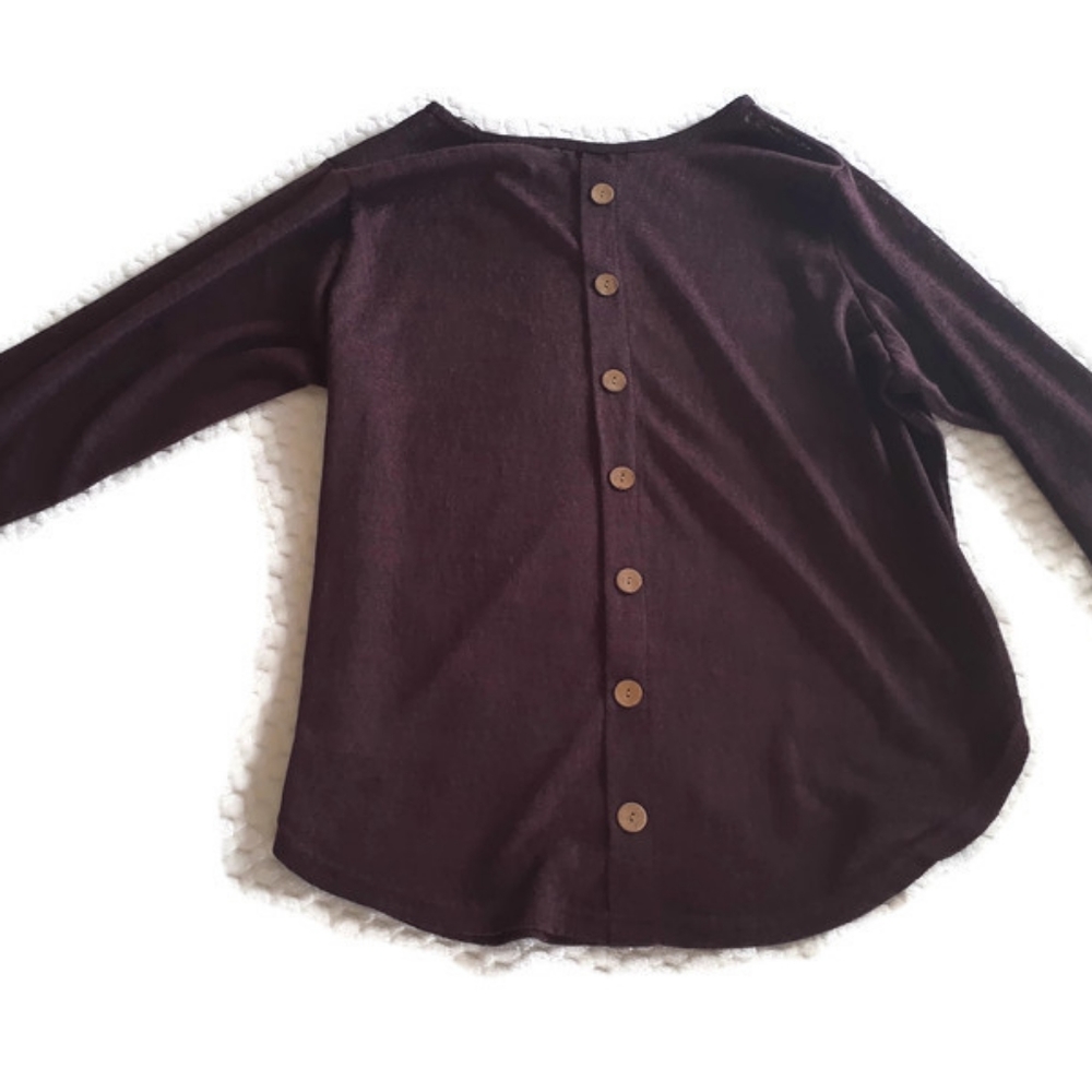 Women's long sleeve purple see-through blouse